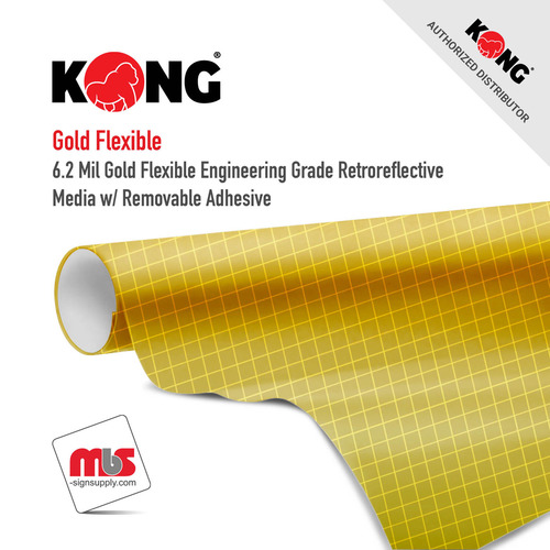 36'' x 50 Yard Roll - Kong Gold Engineering Grade Reflective Media w/ Permanent Adhesive