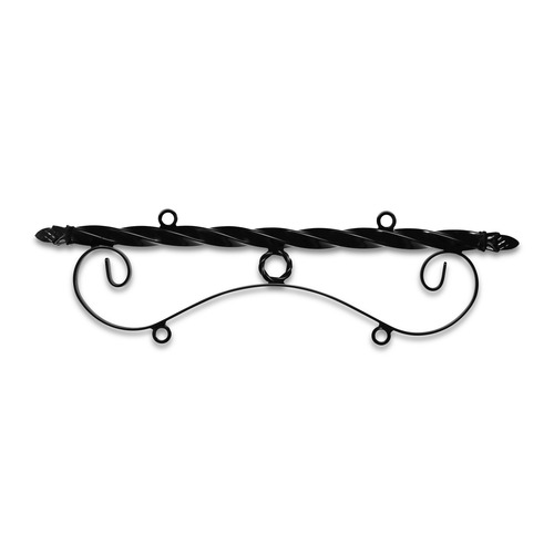 24'' Black Horizontal Ceiling Mounted Bi Spiral Steel Bracket with Pineapple Finial