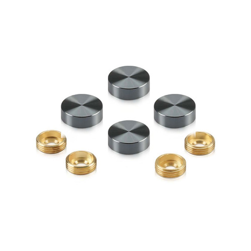 Set of 4 Screw Cover, Diameter: 3/4'', Aluminum Titanium Anodized Finish (Indoor or Outdoor Use), Special for 3/16'' Diameter TAPCON Screw Slotted Hex (TAPCON Screw Sold Separatly)
