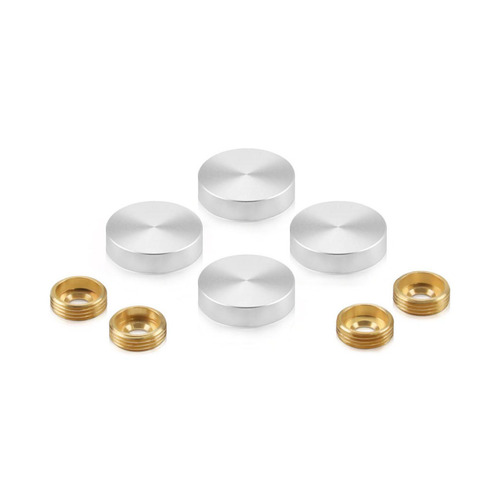 Set of 4 Screw Cover, Diameter: 1'', Aluminum Clear Anodized Finish (Indoor or Outdoor Use), Special for 3/16'' Diameter TAPCON Screw Slotted Hex (TAPCON Screw Sold Separatly)