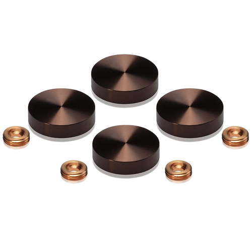 Set of 4 Screw Cover, Diameter: 1'', Aluminum Bronze Anodized Finish, (Indoor or Outdoor Use)
