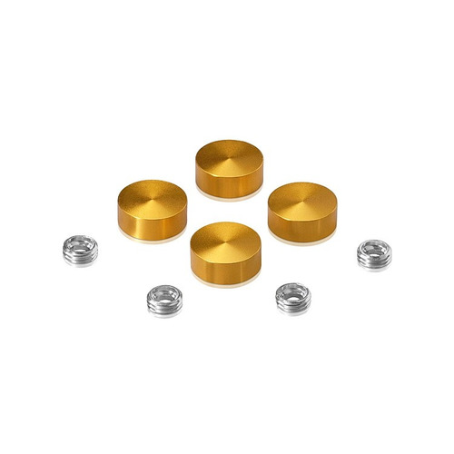 Set of 4 Screw Cover, Diameter: 5/8'', Aluminum Gold Anodized Finish, (Indoor or Outdoor Use)