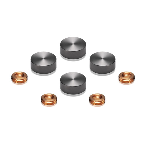 Set of 4 Screw Cover, Diameter: 5/8'', Aluminum Titanium Finish, (Indoor or Outdoor Use)