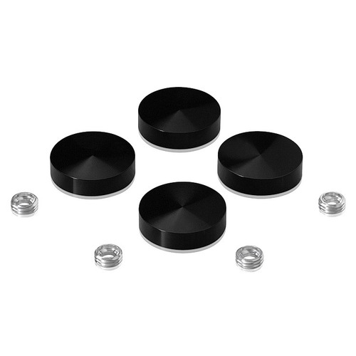 Set of 4 Screw Cover, Diameter: 1'', Aluminum Matte Black Anodized Finish, (Indoor or Outdoor Use)